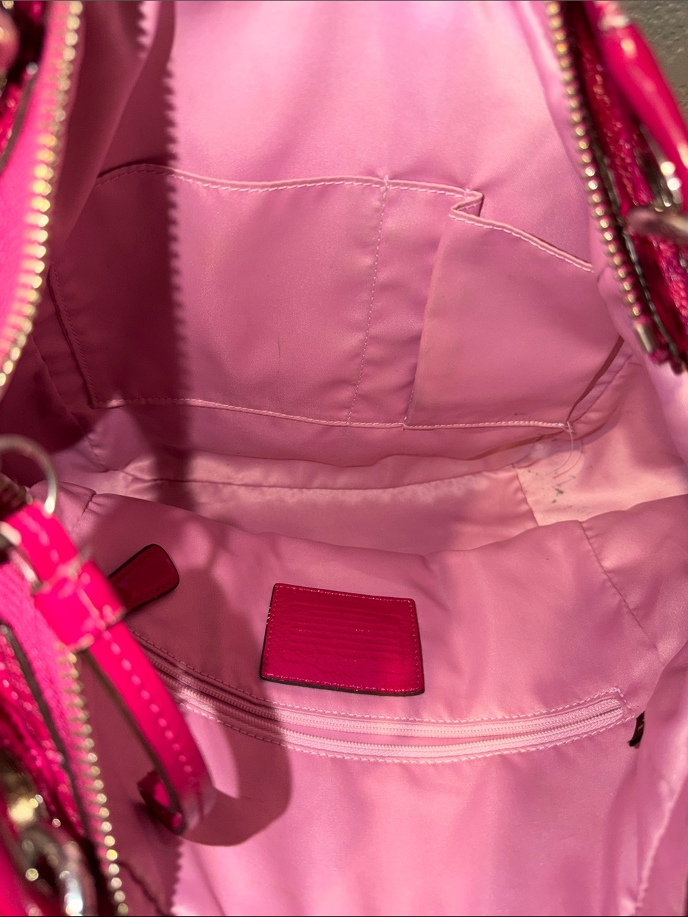 Coach Fuchsia Leather Shoulder Bag with Silver hardware - Picture 7 of 16